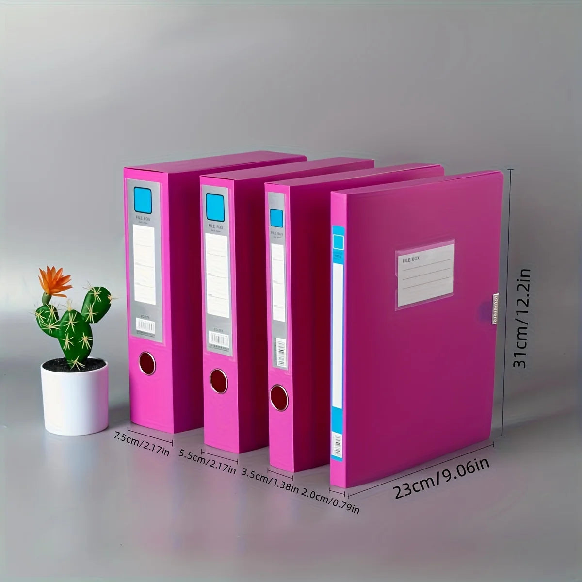 2pcs A4 Colorful File Boxes, Foldable Folder Organizers, Large Capacity for Financial Vouchers with Side Labels, Office Supplies
