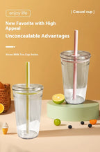450ML Summer High-value Milk Tea Straw Plastic Cup Transparent Multi-color Thickened Coffee Cup Office Water Cup