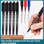 10Pcs/set Double Tip Art Black Blue ink Permanent Paint Marker Pen for Plastic Wood Stone Metal Glass Doodling Marking Graffiti