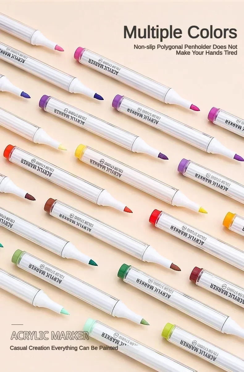 Languo 9/144 Colors Acrylic Paint Art Marker Pen DIY Painting Drawing Card Ceramic Stone Mug Glass Fabric Clothes Art Supplies