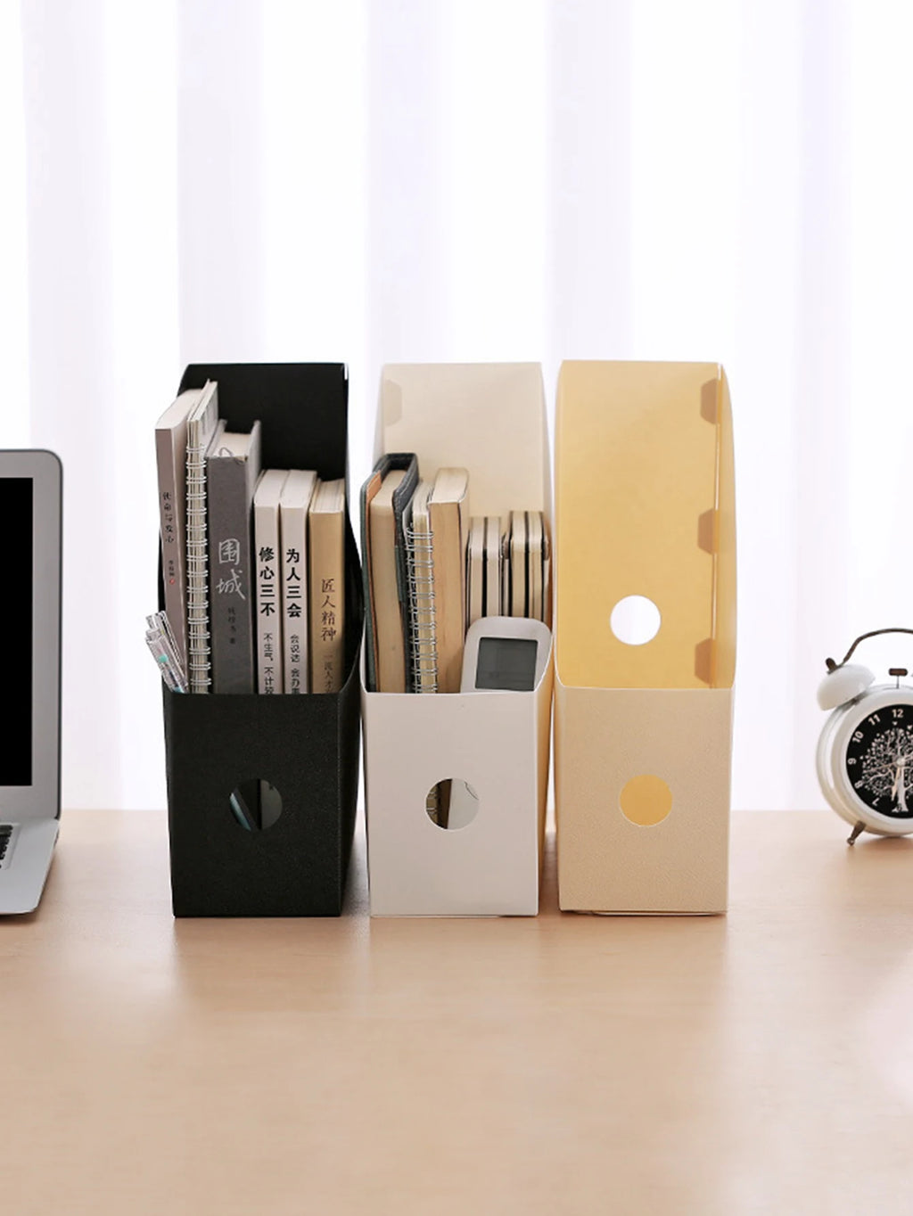 Plastic Desktop File Organizer, Student Office Document Bookends Shelf Adjustable Bookshelf Storage Box for Home School Supplies
