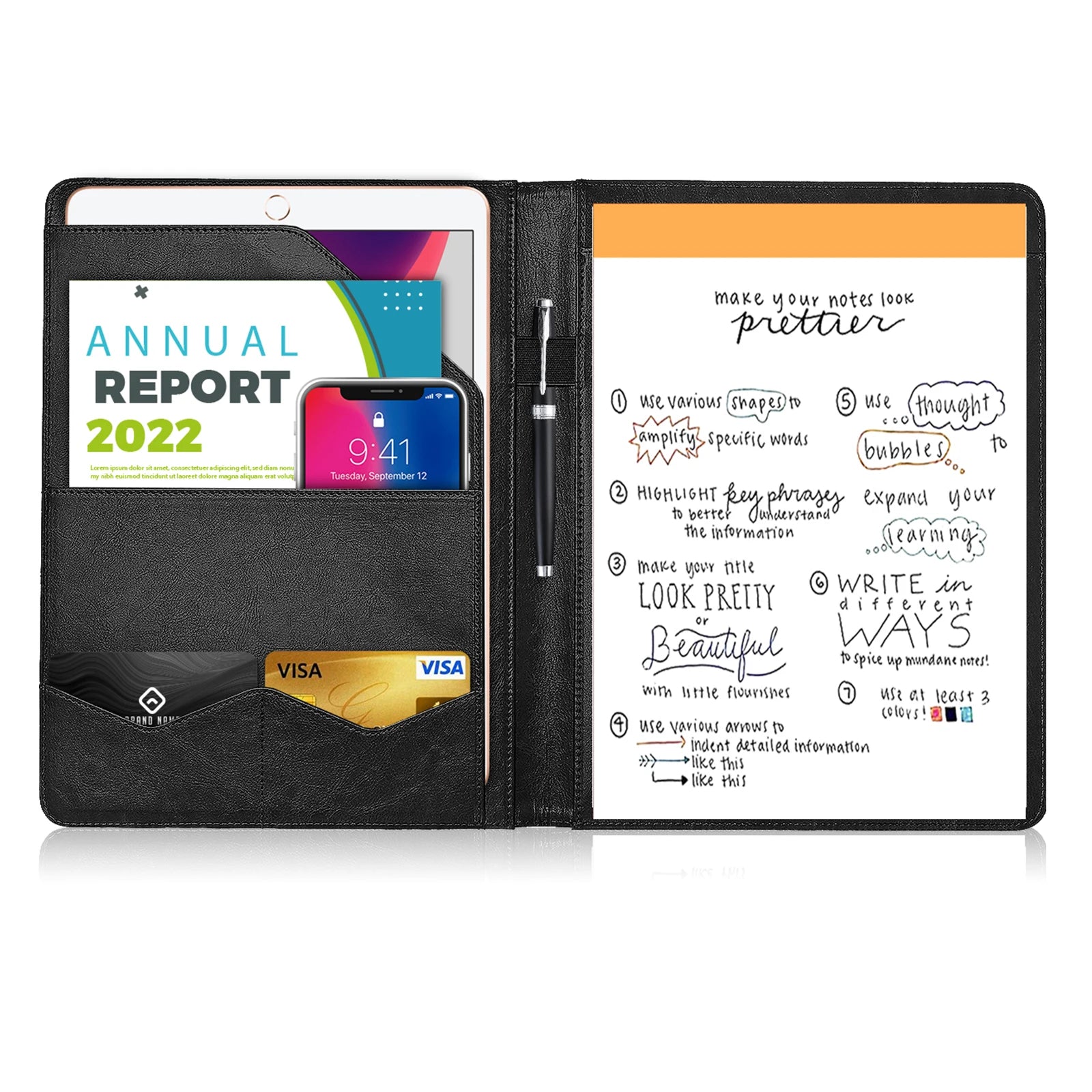 Multifunctional Conference Folder A4 Business Stationery Folder PU Leather Contract File Folders Filing Office School Supplies