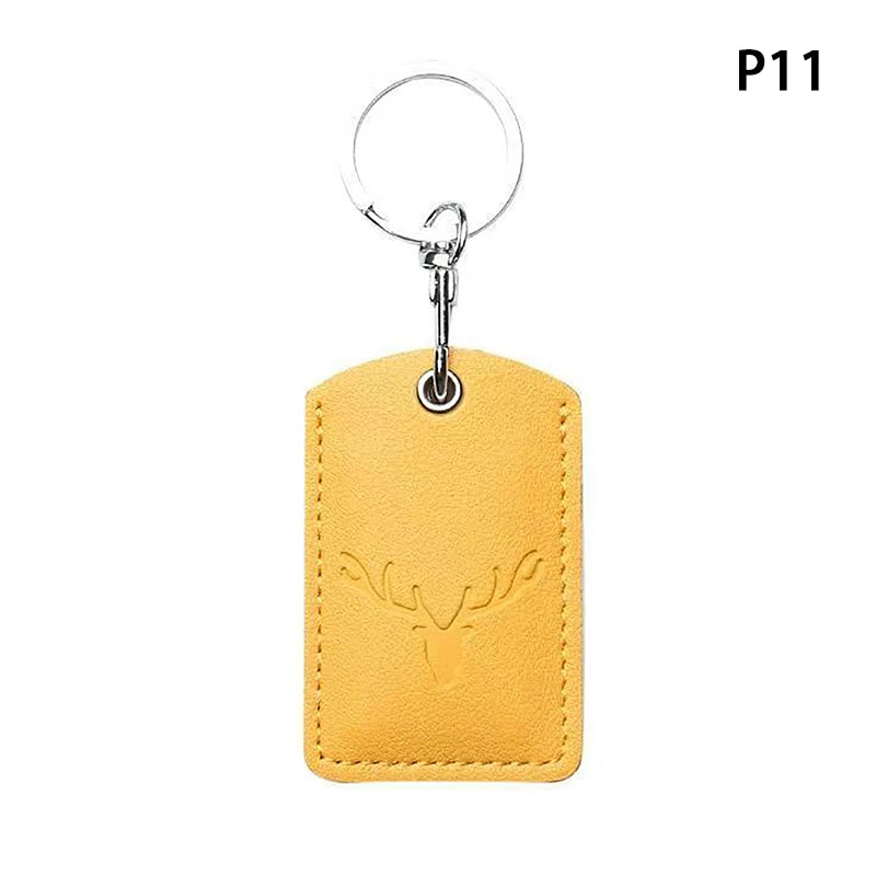 Access Card Case Leather Card Holder Keychain Key Ring Door Lock Access Tags ID Card Case Keychain Access Card Bag