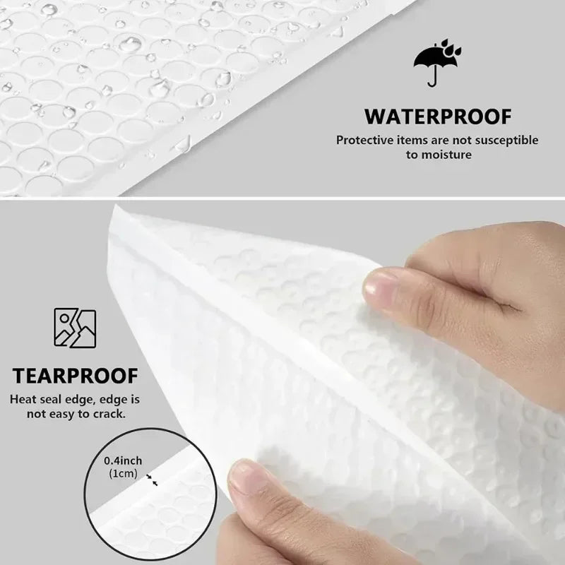 60/10pcs White Bubble Envelopes Bags Thick Waterproof Packaging Bag Mailers Self Sealing Shipping Bag Storage Organizer Supplies