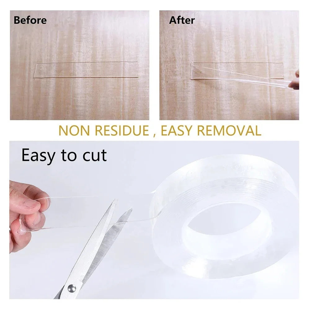 Versatile Reusable Double Sided Waterproof Adhesive Tape Strong Viscosity Firm Sticking Washable Removable Multipurpose Tape