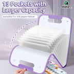 Marie's Accordion File Organizer with 13 Pockets, Expanding File Folder with Labels, Portable Document Organizer for Home Office