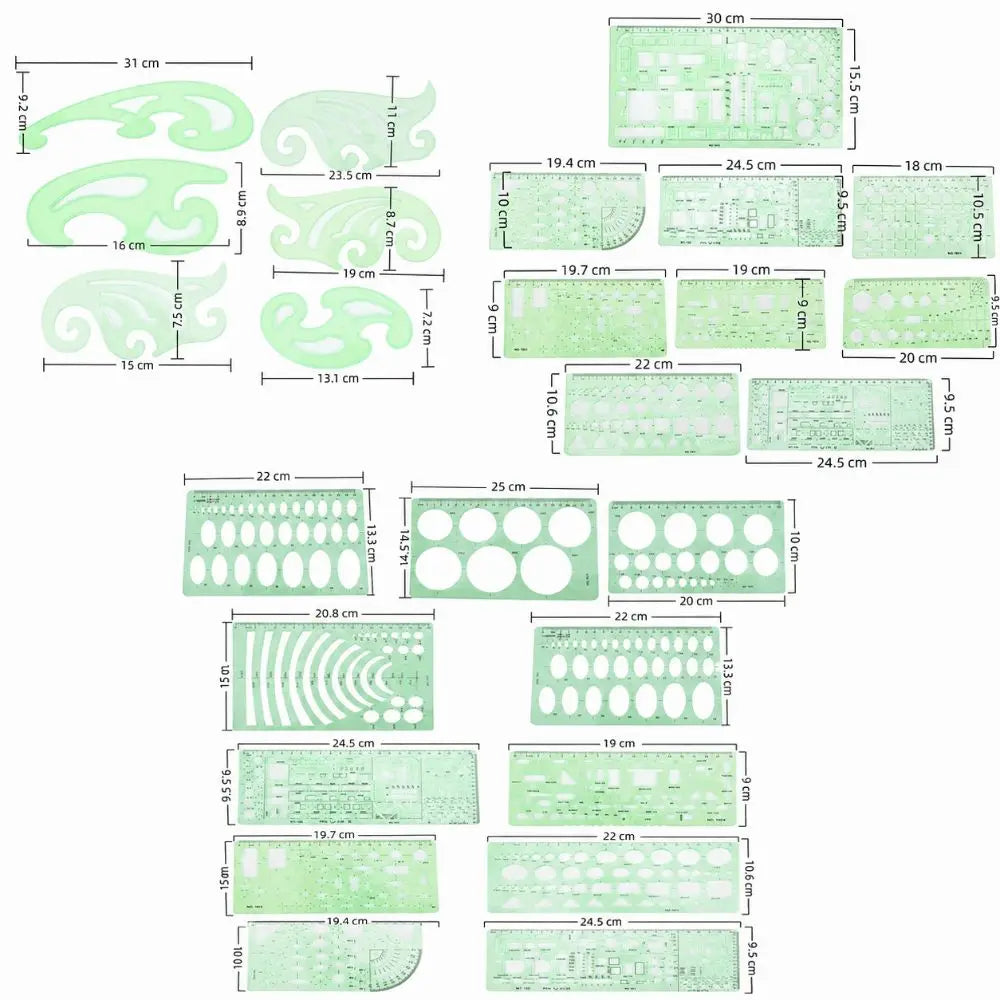 6 Sets Architecture Draft Template Rulers Various Patterns Smooth Drawing Template Multi-function Precision Hollow Ruler Kit