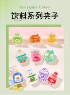 5pcs/lot Cartoon Beverage Bottle Clips Cute Acrylic Decorative Clips, Student Stationery Gifts, Test Paper Clips Ins Small Clips