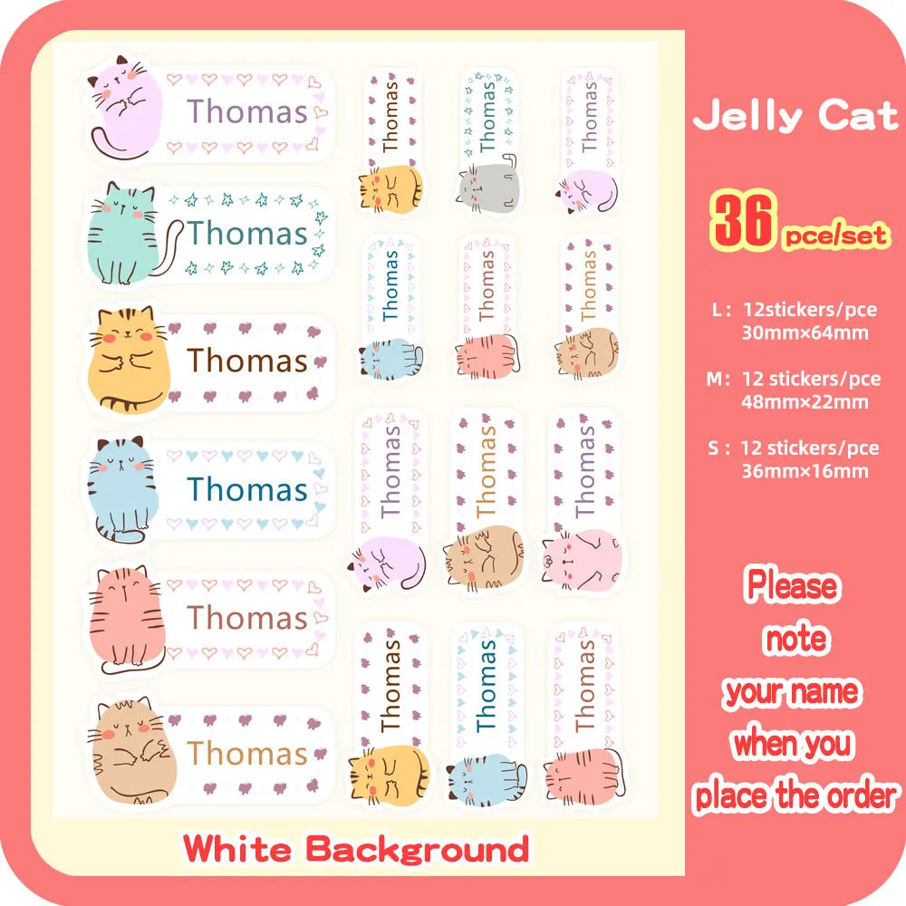 Custom Name Sticker for Kids School Clothes Waterproof Iron on Clothing Tags Transparent Label Personalized Child Washi Stickers