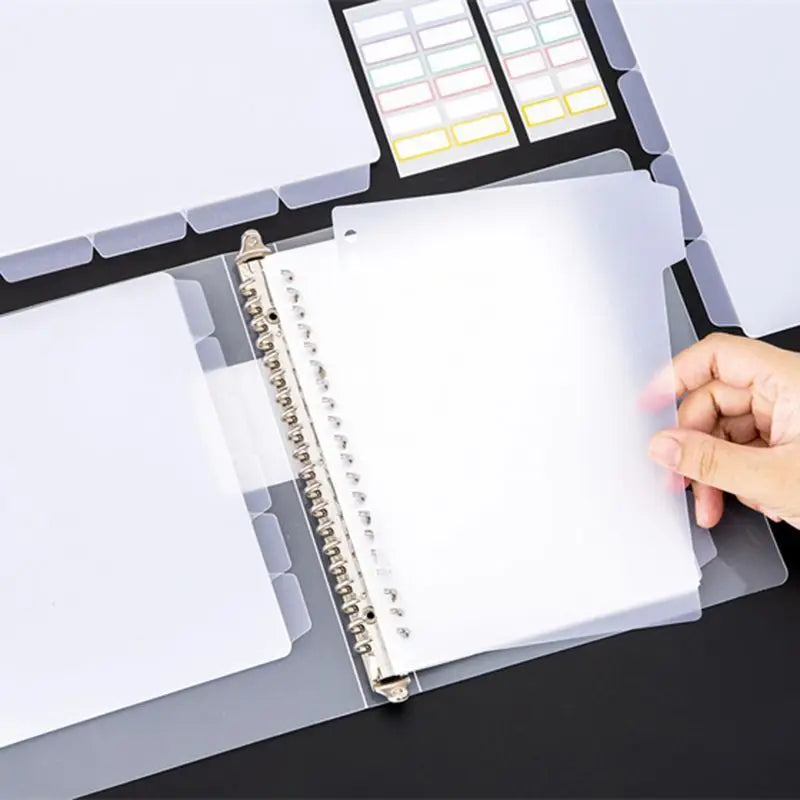 A4 A5 B5 Binder Dividers Genera Holes Binder Index 5 Tabs Frosted Plastic Planner Divider for Round Ring Binder Sheet Protector