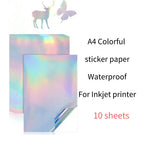 10/50pcs Waterproof sticker paper A4 Laser Inkjet Printer Paper White Glossy Transparent  Self Adhesive Sticker Label Copy Paper