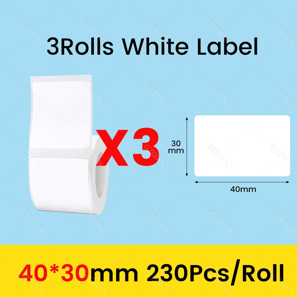 3/5/10 Rolls NiiMbot B21 B1 Label Printer Paper Roll Waterproof Anti-Oil Tear-Resistant Price Tag Pure White Sticker Papers