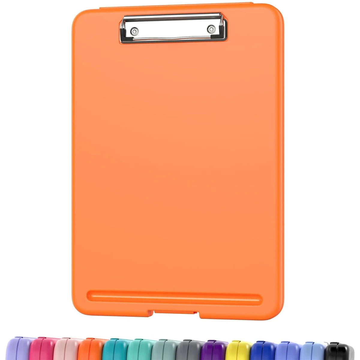Clipboard with Storage (Multiple Colors Available) with Low Profile Clip, 9.5 x 13 Inch Sturdy Portable Writing Board, Foldable
