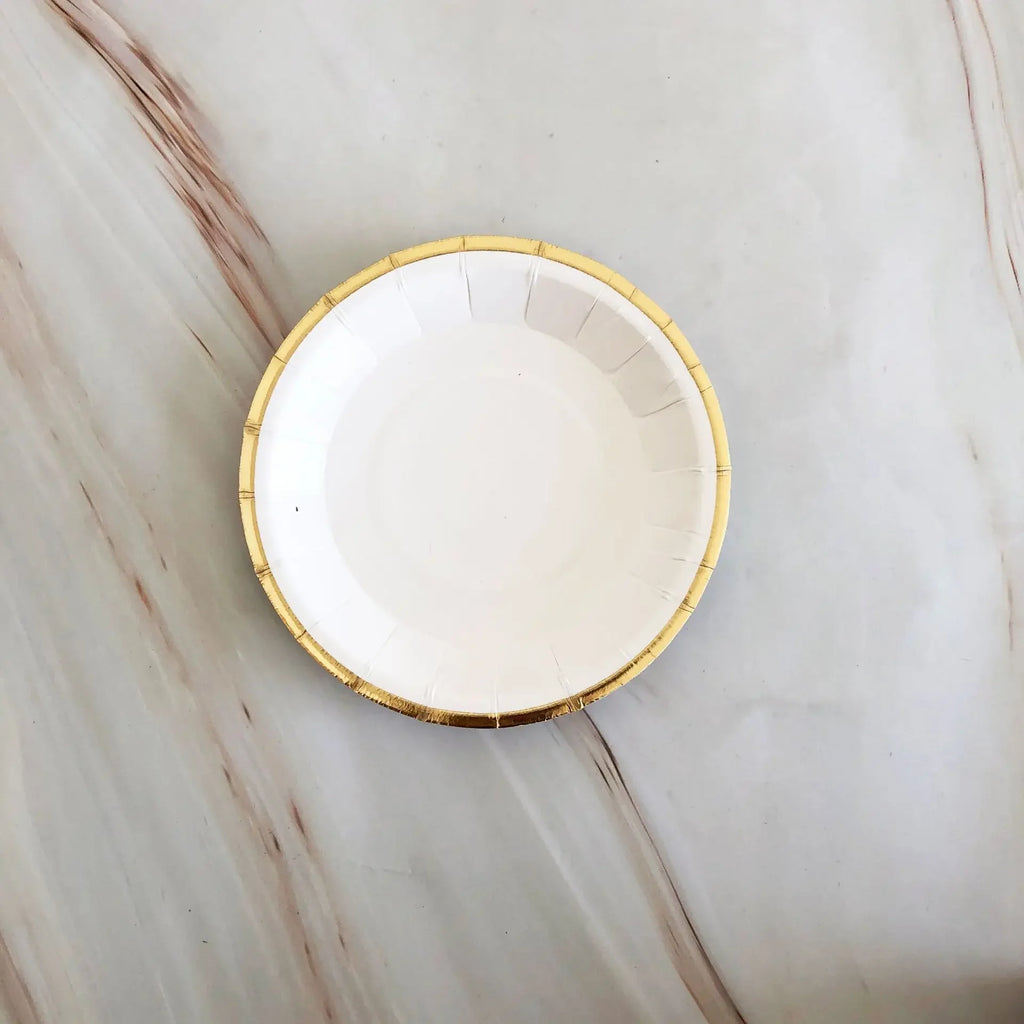 Gold and White Disposable Tableware Set with Paper Plates, Straws, and Cups, Perfect for Birthdays, Weddings, Baby Showers