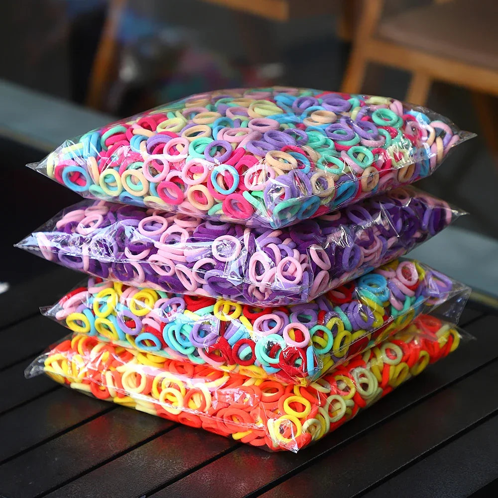 50/300/500 pcs Girls Colorful Elastic Hair Bands Ponytail Hold Hair Tie Rubber Bands Scrunchie Hair Accessories Bands for Girls