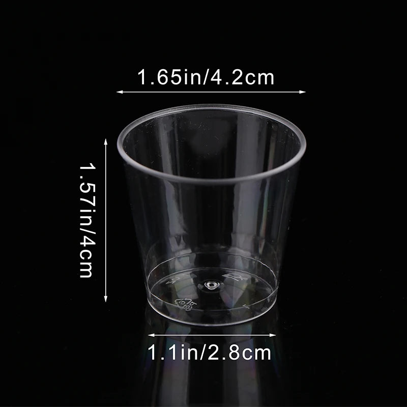 50Pcs Kitchen Party Shot Glasses Jelly Cups Tableware Tasting 30ML Disposable Mini Clear Plastic Cup Outdoor Picnic Birthday
