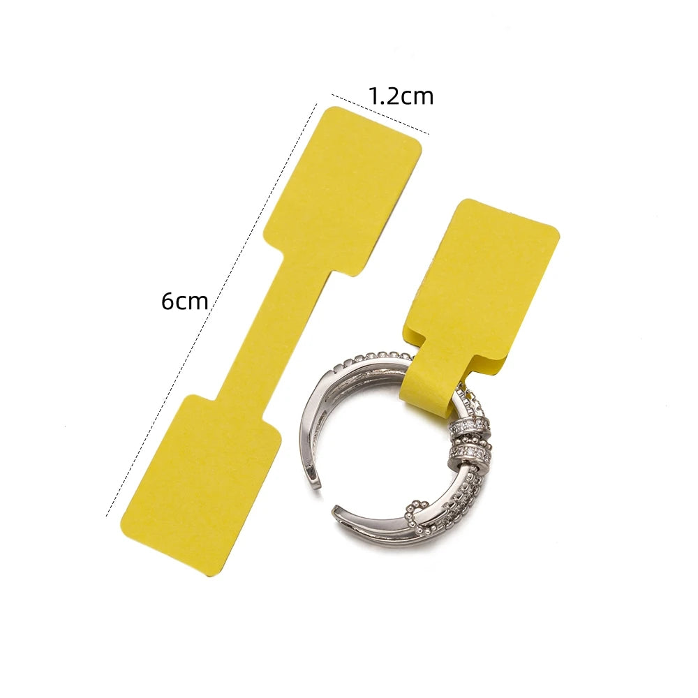 100/200pcs Rectangle Blank Jewelry Price Tag Self Adhesive Barbell Sticker Card Necklace Earring Display Repair Label Packaging