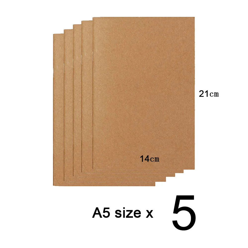 5pcs/lot Replace Note Books 100GSM Journal Inner Paper 4 Sizes 64 Pages Inserts Blank Grid Lineds A5 Notebooks Back to School
