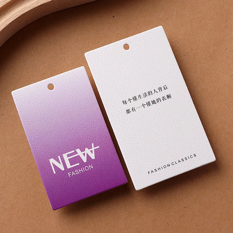 Custom Clothing Hang Tags 700gsm Milano Paper Printed Logo MOQ 200pcs for Apparel Brand Price Tags