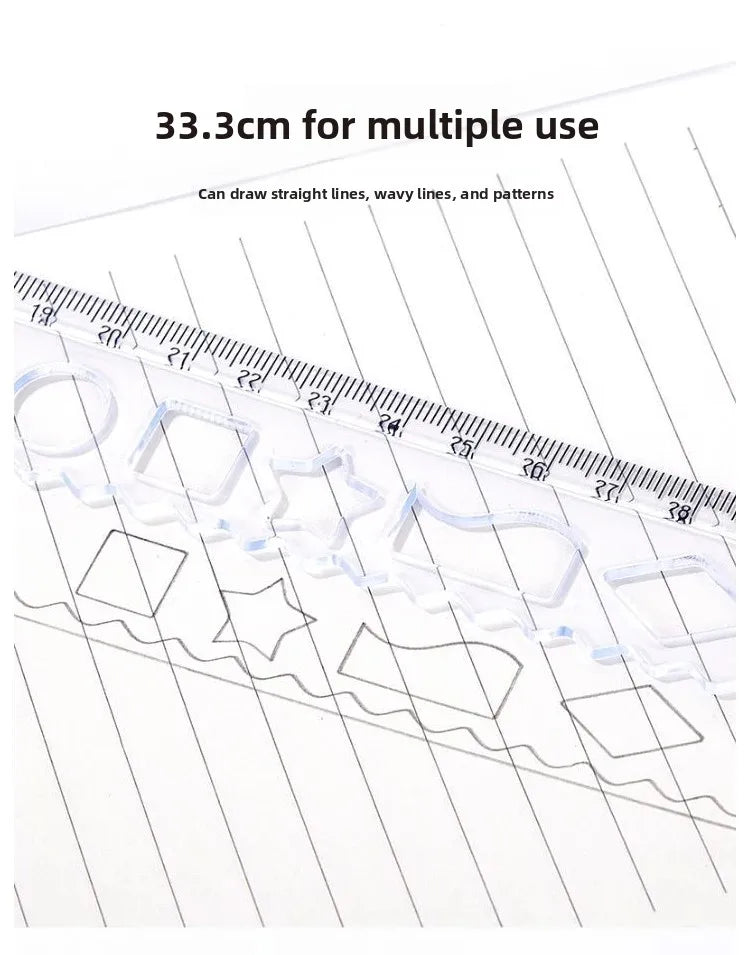 1PC 30cm Folding Flexible Ruler Transparent PVC Creative Drawing Tool Student Stationery Supplies