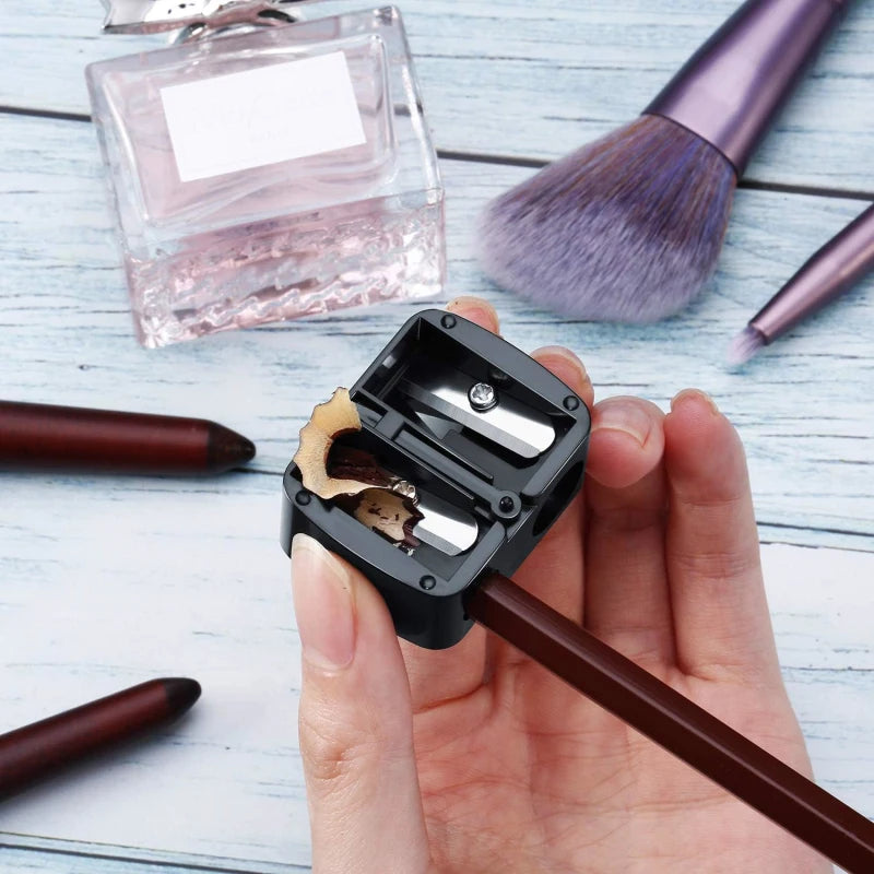 1/4 Pcs Dual Holes Eyeliner Sharpener, Compact Makeup Pencil Sharpeners, Makeup Pencil Sharpener for Eyeliner Lip Liner Pencils
