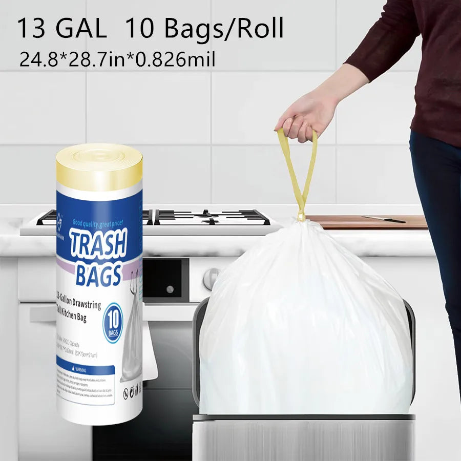13 Gallon Trash Bag - Extra Large Garbage Bag - Home Kitchen Trash Can Liner - 10 Count