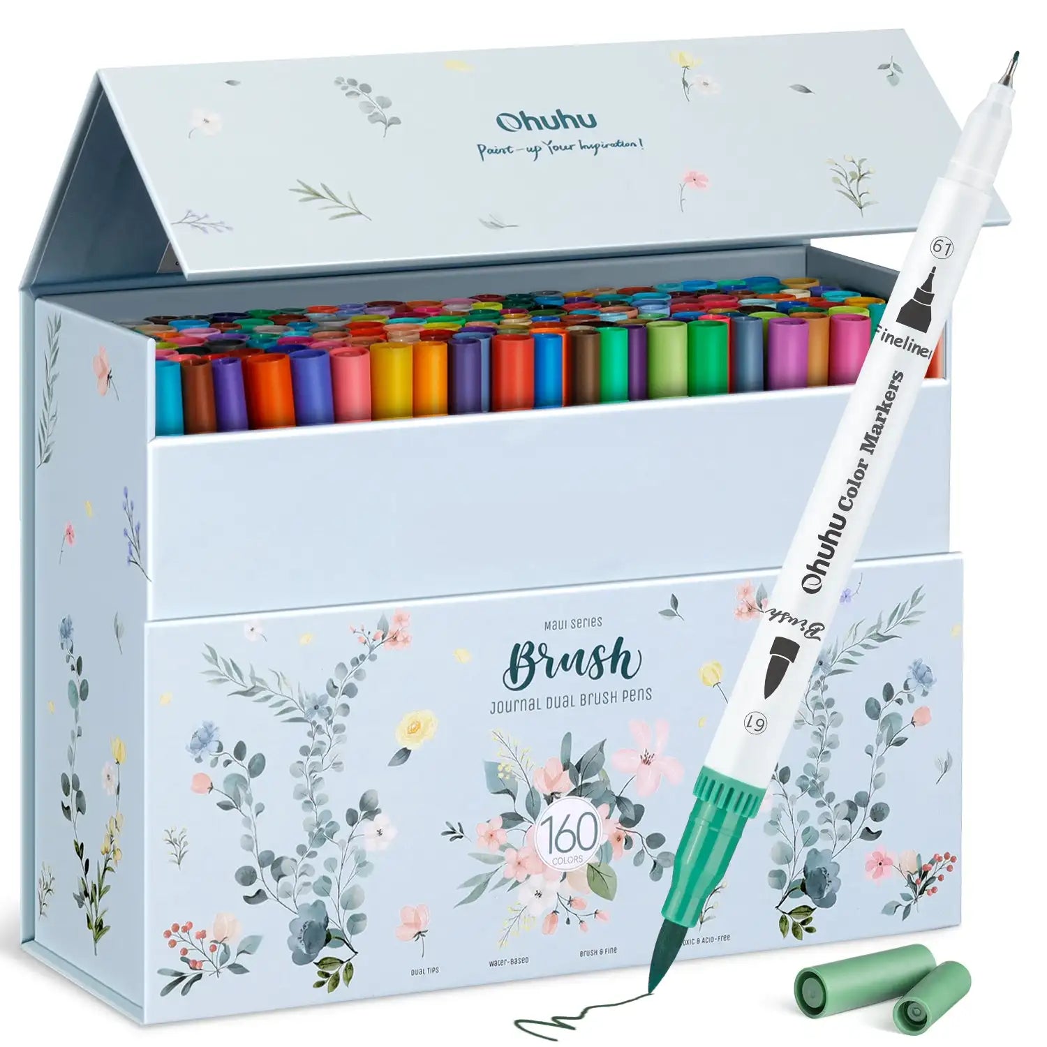 Ohuhu Art Markers Dual Tips Line Marker Set WaterColor Pen Coloring Water Color Brush Fineliner Painting Drawing School Supplies