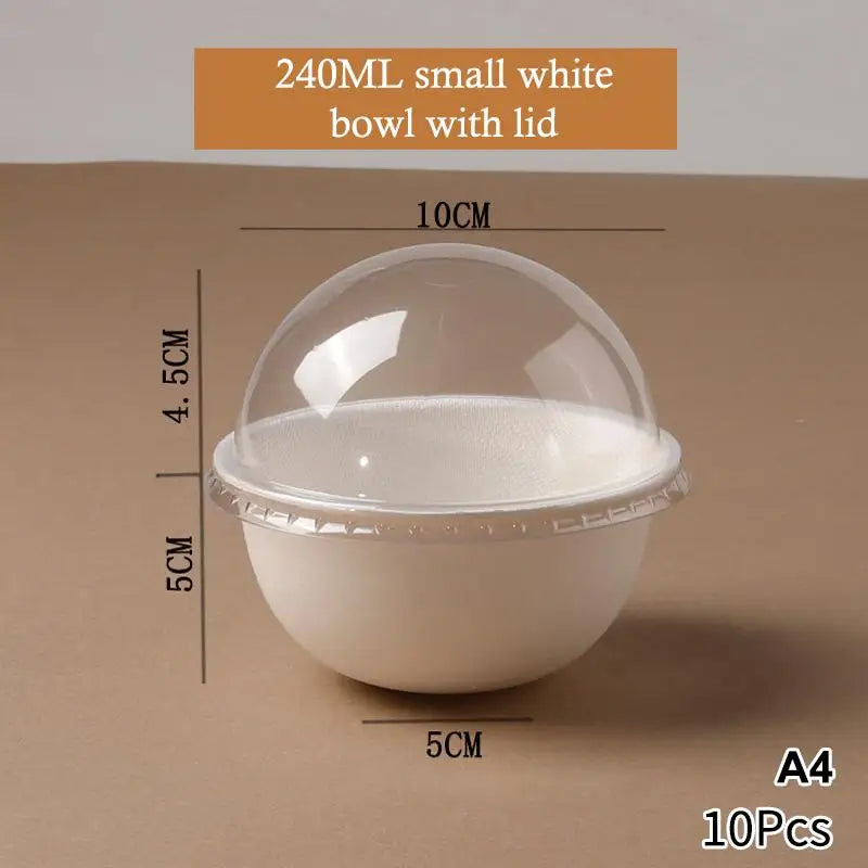 10Pcs Disposable Ice Cream Cup Dessert Cake Paper Cup Shaved Ice Yogurt Bowl Food Grade Tiramisu Dessert Pulp Cups
