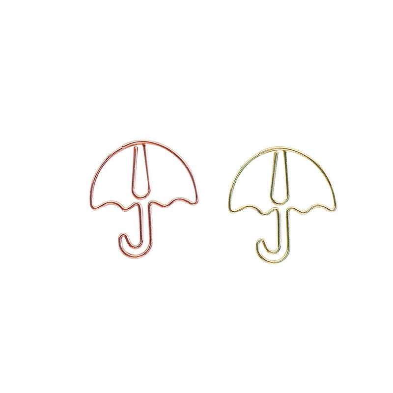 20pcs Umbrella Shape Paper Clip Creative Cute Bookmark Metal Color Cartoon Paper Clips For Planner Office Stationery