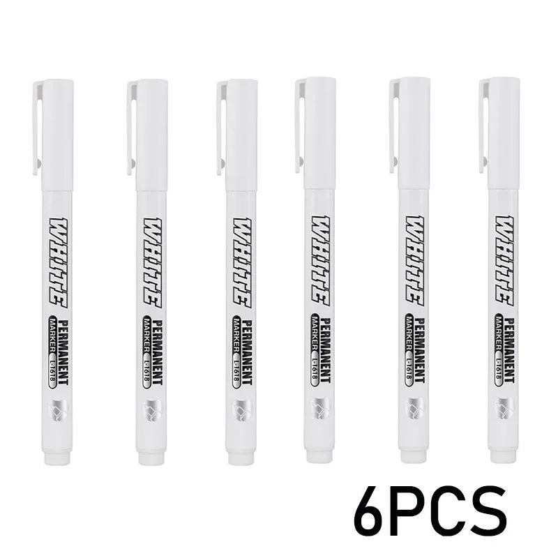 New 1/2/3PCS Waterproof Metal Marker Permanent White Paint Pen Washing Art Painting Graffiti Pens Fabric Wood Leather Marker1MM