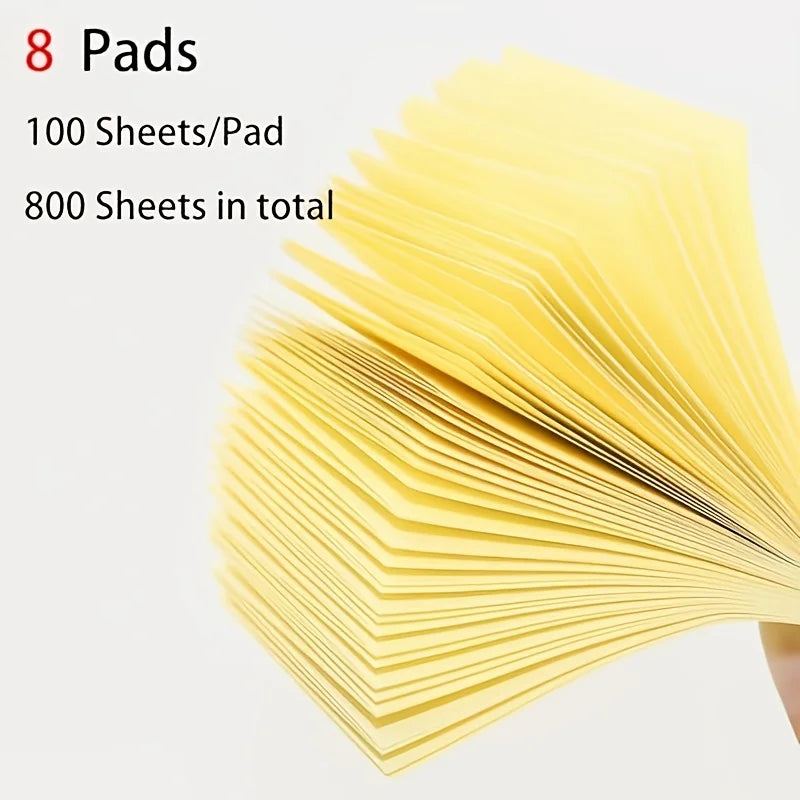 Sticky Notes 76x76mm, 100 Sheets/Pad, 8pads, Yellow Self-Sticky Notes, Easy to Write, for School, Home, Office