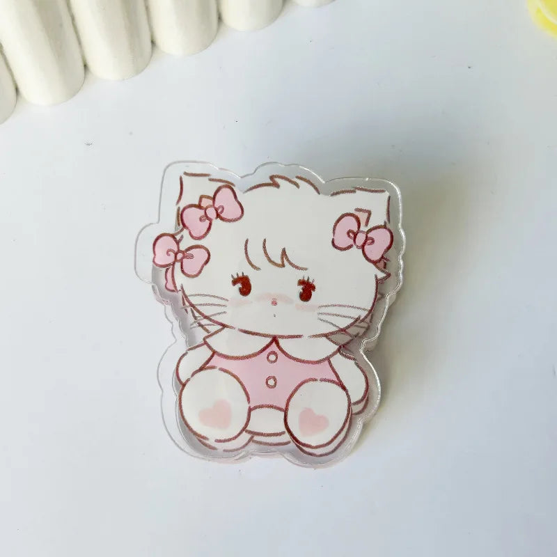 6 pieces Cute Cartoon Kitten Clip Acrylic Transparent Memo Paper Clip Journal Scrapbook Decorative Supplies School Stationery
