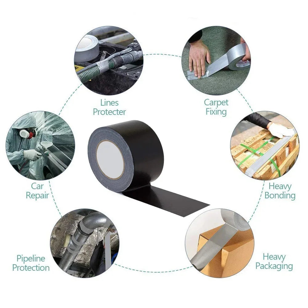 Black Super Adhesive Fabric Duct Tape Electric bicycle seat repair tarpaulin repair Black Cloth-based Adhesive Tape Packing tape