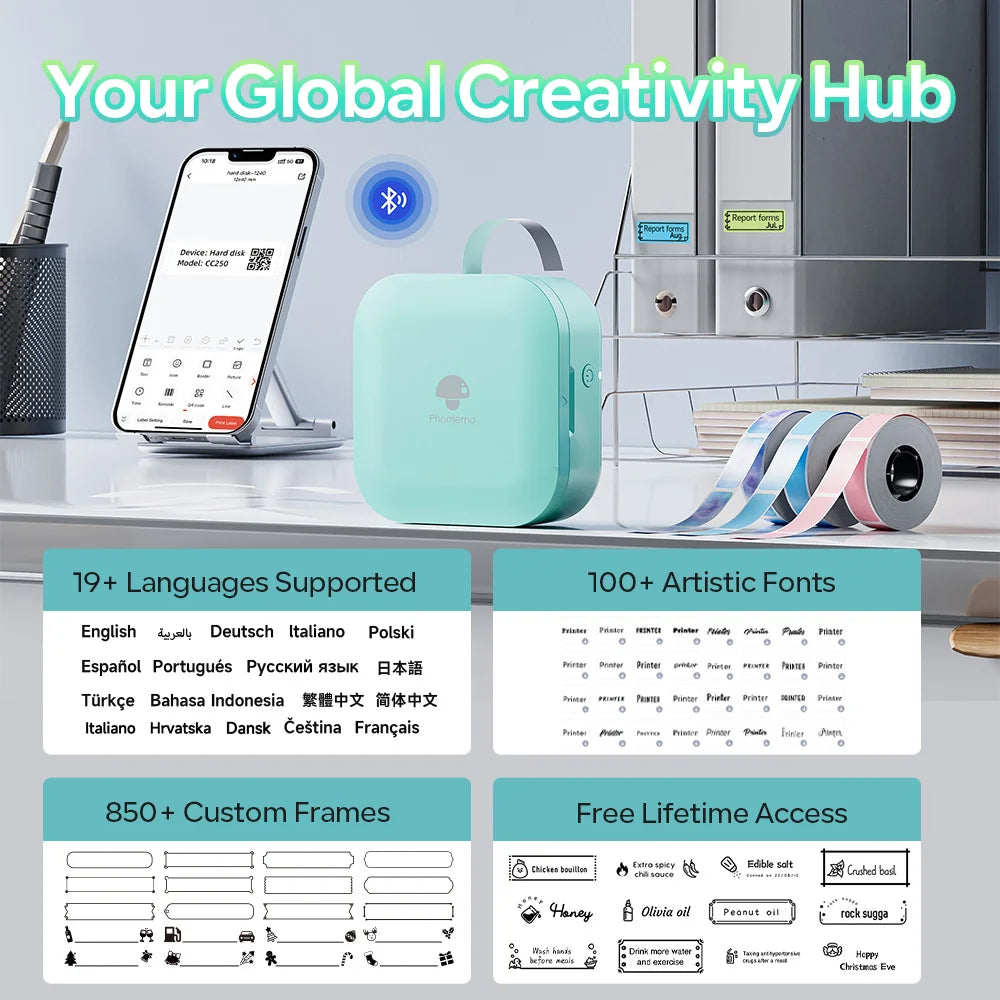 Phomemo Q30 Bluetooth Label Maker, Thermal Sticker Maker with 1 Roll Free Label, Available for Small Business/Home Organization