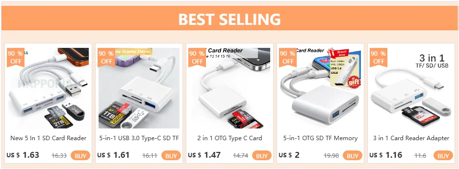 New 5 In 1 SD Card Reader USB HUB for iPhone 12 13 14 15 16 17 Huawei USB 3.0 Type C to SD TF Card Memory Reader OTG Adapter