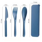 3-Piece Wheat Straw PP Utensils Set Portable Cutlery Box Lightweight Camping Travel Student Reusable Tableware  Kitchen Tools