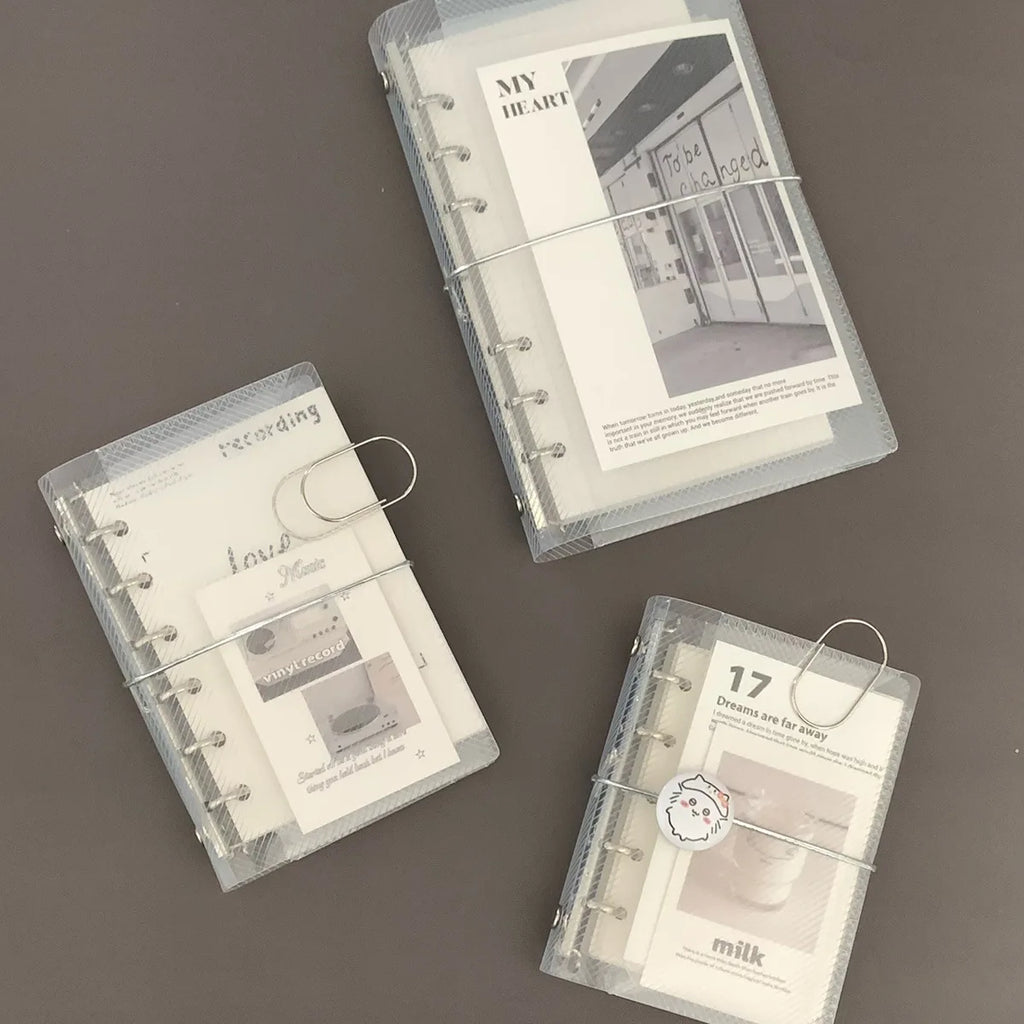 M5 A7 A6 Diagonal PP Three Fold PP Loose Leaf notebook Cover Mini Portable Sticker Small Card Photo Storage Ledger