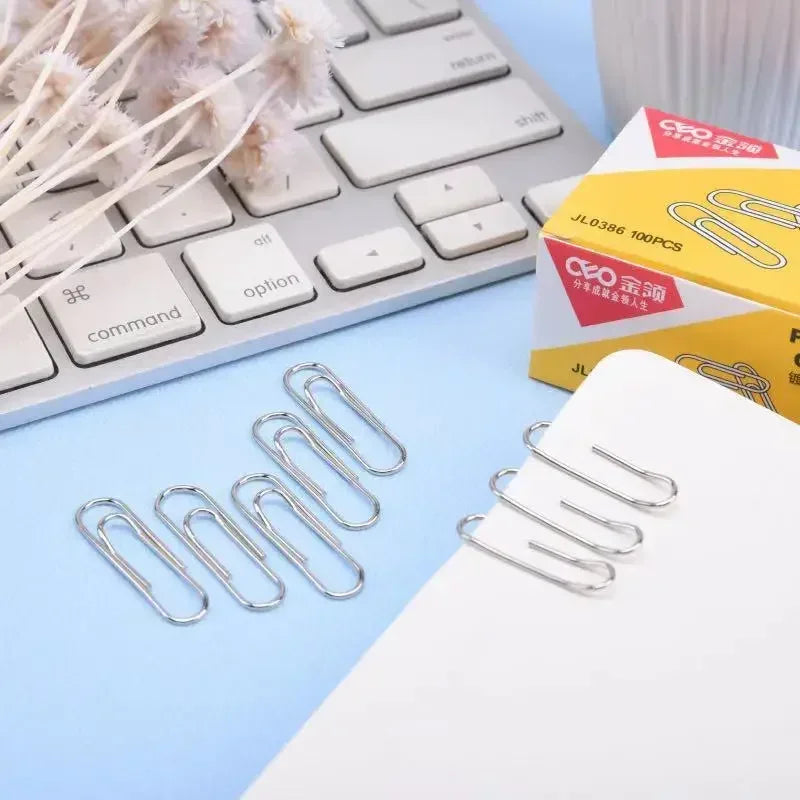 500/300/100PCS Metal Silver Paper Clips for Paperwork Stainless Steel Bookmark Paperclips Organizers Office School Supplies
