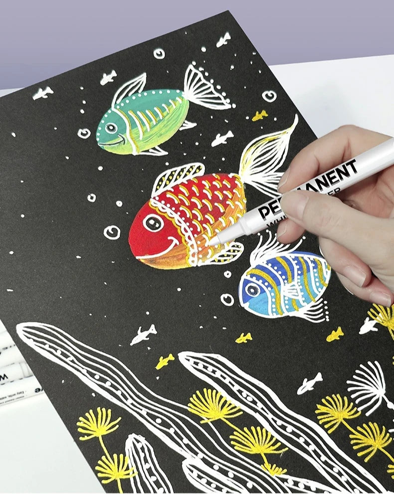 1/3/6Pcs White Marker Pens Acrylic Paint Pen for Rock Ceramic Glass Tire Metal Canvas Waterproof Painting White Marker