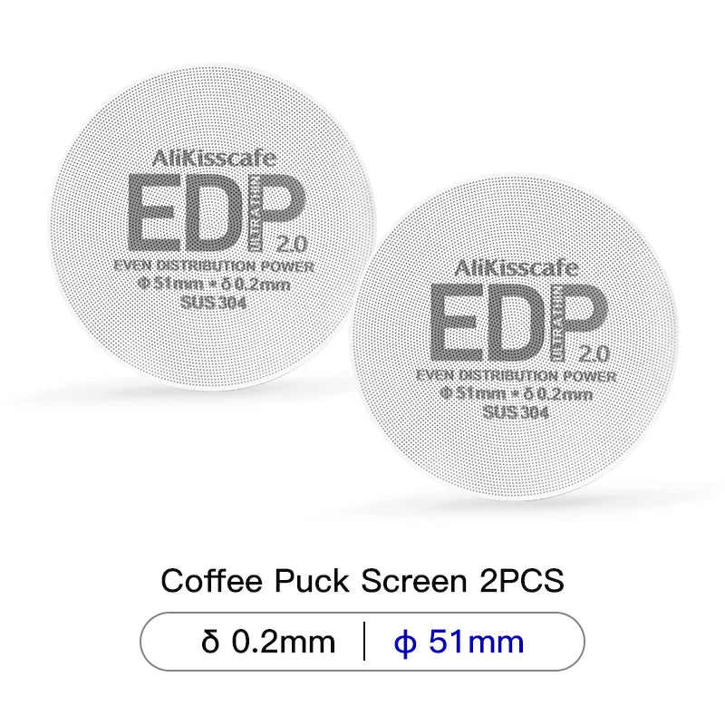 Alikisscafe Espresso Puck Screen 0.2mm Thickness 51mm 53.5mm 58.5mm Reusable Stainless Steel Heat Resistant Mesh Barista Tools
