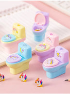 1 Piece Lytwtw's Stationery Pencil Sharpener Creative Toilet Shape Cartoon Unicorn School Supplies Gift Accessories with Eraser
