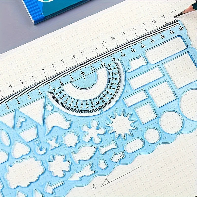2pcs/set Multifunctional Geometric Ruler for Drawing and Crafting - Flower, Semicircle, and Geometric Patterns - Fun