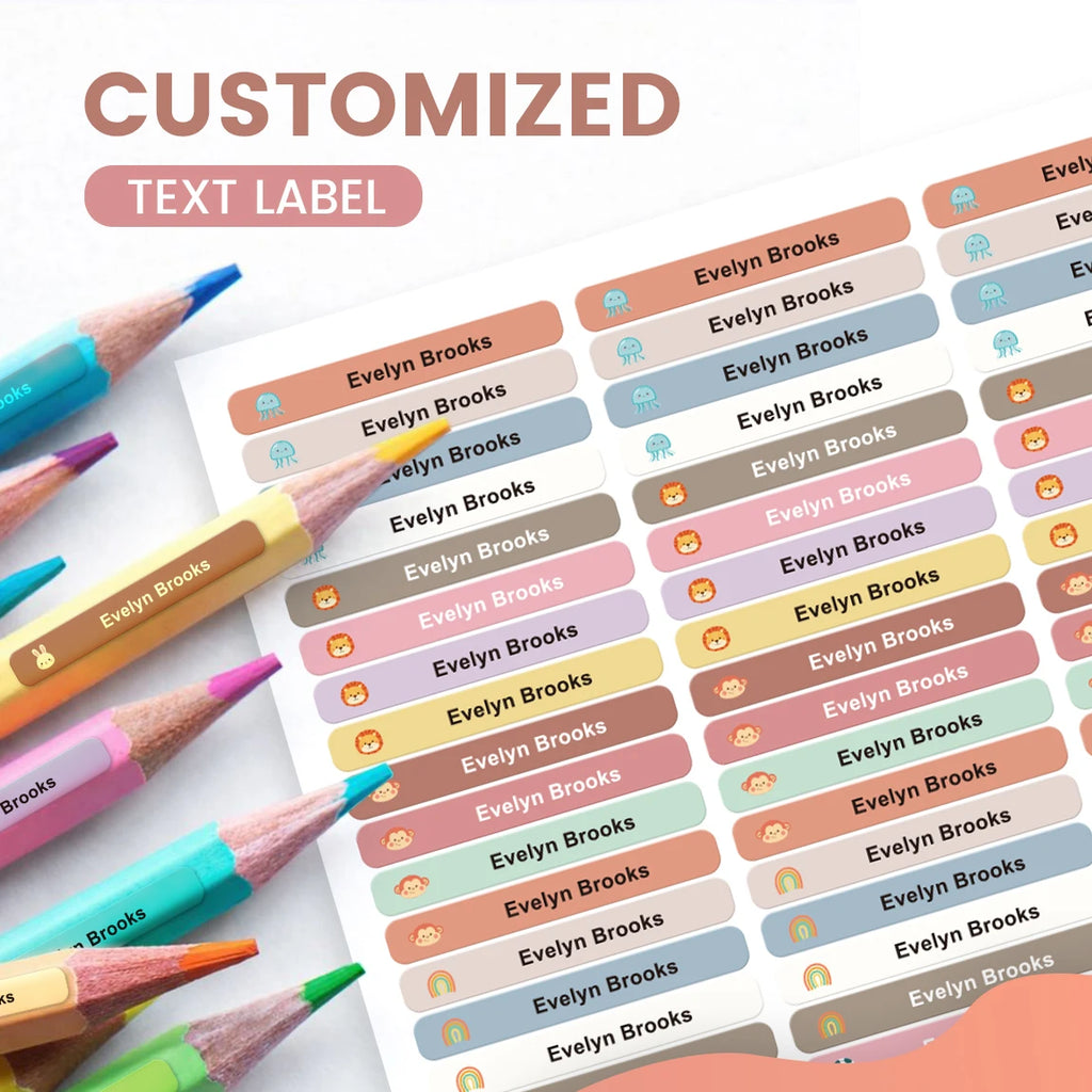 144PCS Personalized Name Stickers Long Strip Pencil Labels Custom Waterproof Self Adhesive Name Labels for Bottles Notebooks