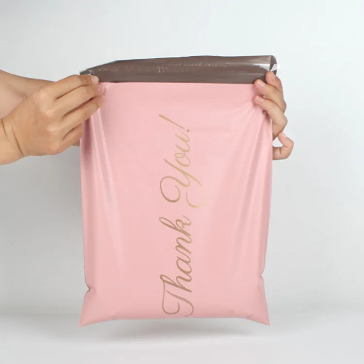 100PCS Baby Pink Poly Mailer Adhesive Envelope Thank You Bag DIY T-shirt Bra Gifts Shoes Box Express Shipping Packaging Pouches