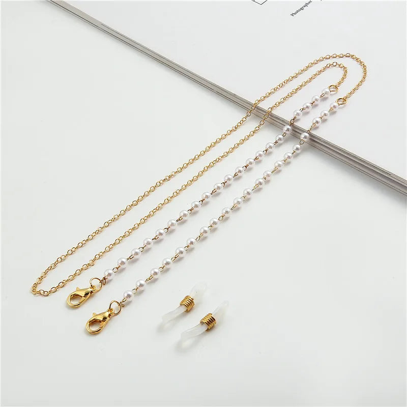 Fashion Reading Glasses Chain Pearl Flower Glasses Hanging Rope Anti-Lost Eyewear Mask Lanyard Women Sunglasses Glasses Chain