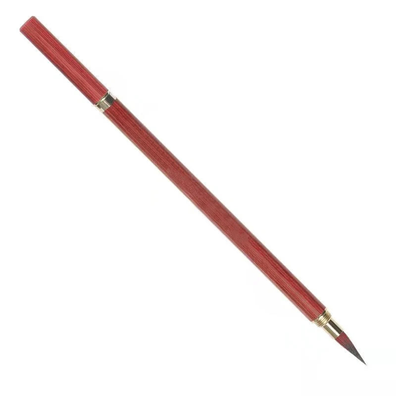 1Pc Luxurious Wooden Handle Calligraphy Brush Red Weasel Hair Painting Brush Pen Wool Hair Regular Script Chinese Writing Brush