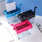 Portable Mini Manual Paper Shredder Transparent Non-slip Base Paper Sharper ABS Hand Crank Document Destroyer Stationery