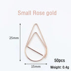 30/50pcs Paper Clip Mini Heart Gold Rose Gold Color Clip Bookmark Binder Office Accessories Paper Binder Clips Patchwork Clip