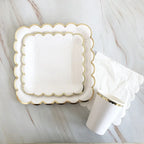 Gold and White Disposable Tableware Set with Paper Plates, Straws, and Cups, Perfect for Birthdays, Weddings, Baby Showers
