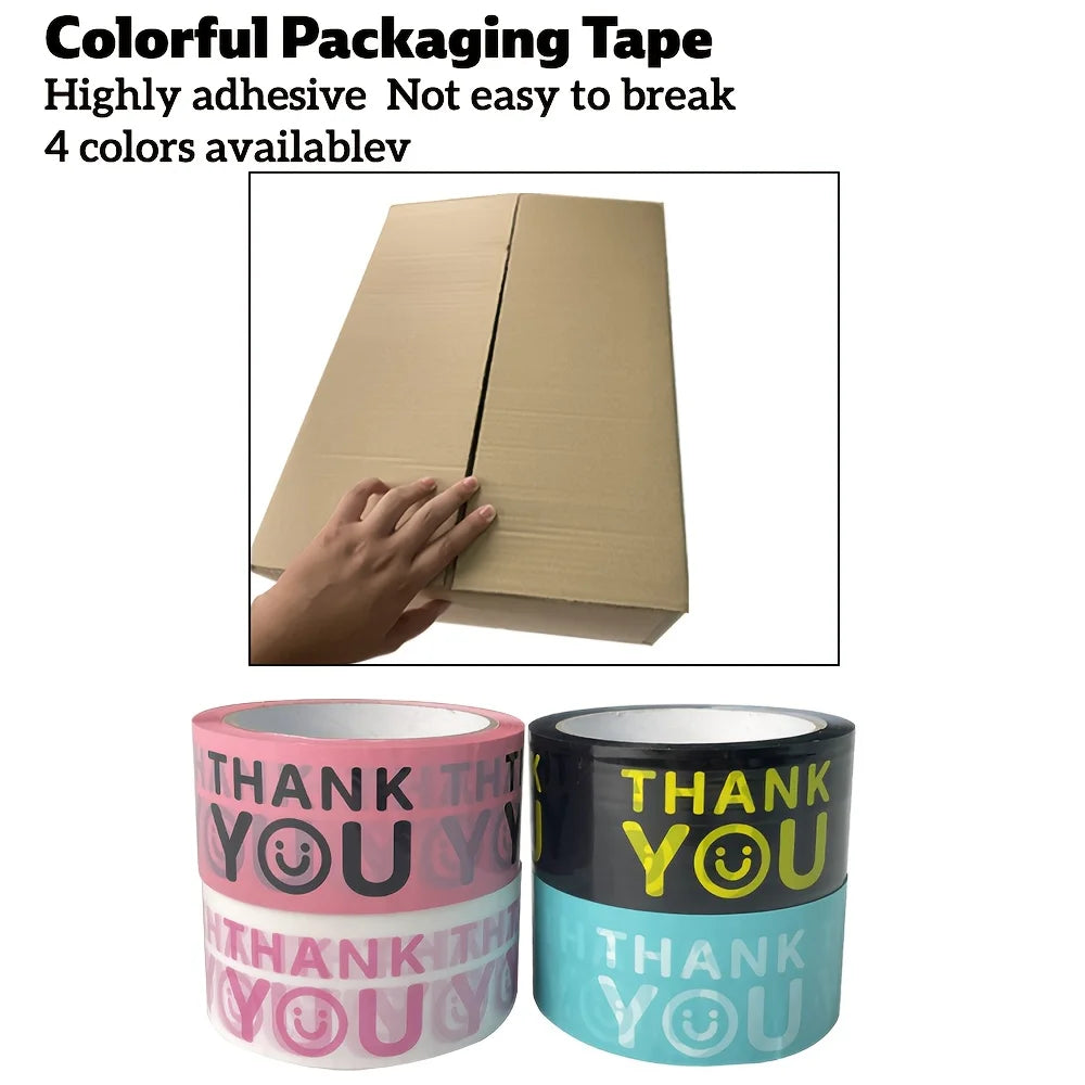Colorful Smiley Face Thanks Printing Decorative Packaging Tape Express Sealing Gift Packaging Shipping and Packaging